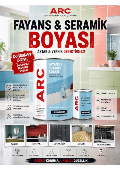 Fayans Seramik Boyası-yeni Nesil Astar Ve Vernik Gerektirmeyen Mermer Ahşap Metal Yüzeylere Uygun Extra Yapışma Kuvvetli Kimyasal Dayanımlı Boya 1 KG Fayans Seramik Boyası-yeni Nesil Astar Ve Vernik Gerektirmeyen Mermer Ahşap Metal Yüzeylere Uygun Extra Yapışma Kuvvetli Kimyasal Dayanımlı Boya 1 KG