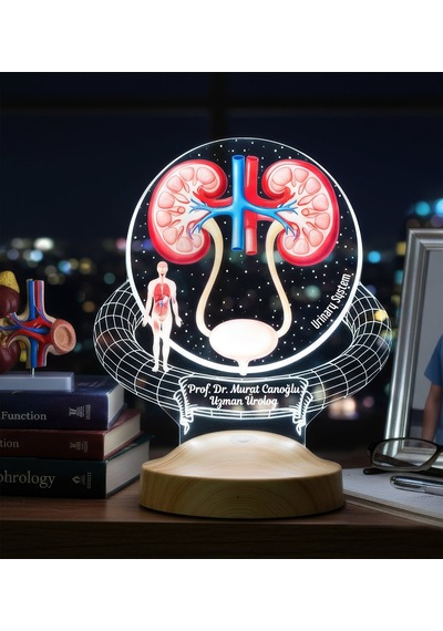 Üroloji Uzmanına Hediye Kişiye Özel Ürolog Doktor Led Lamba, Böbrek & Üriner Sistem Tasarımlı Tıp Hediyesi