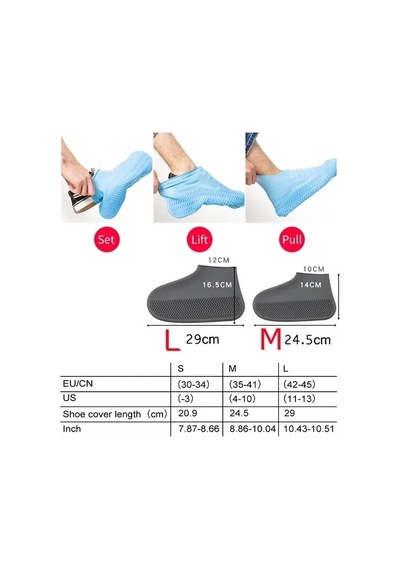 Biishe Silikon Ayakkabı Kılıfı Kaymaz Su Kir Geçirmez M Beden Siyah 5468 Çok Renkli