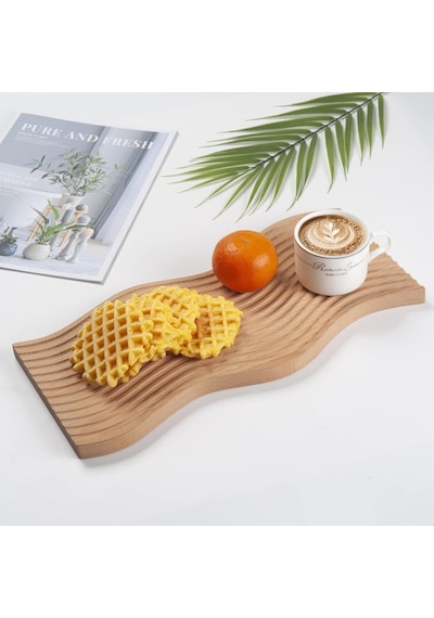 Qerhome Dekoratif Bambu Kesme Tahtası, Mutfak / Raf / Ev Dekoru İçin Bambu Sunumluk Bambu