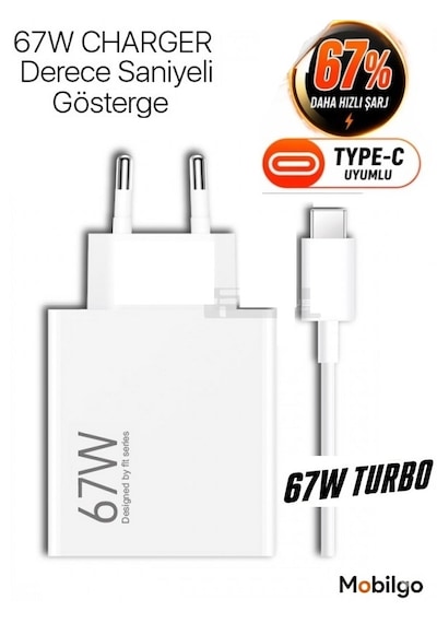 Xiaomi Redmi Note 8 8 Pro 9 9 Pro 10 10 Pro Uyumlu 67 Watt Hızlı Şarj Aleti 67w Adapör Ve Kablo -