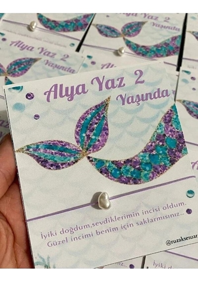 30 Adet Deniz Kızı Kişiye Özel Yazılı Şans Bilekliği - Doğum Günü