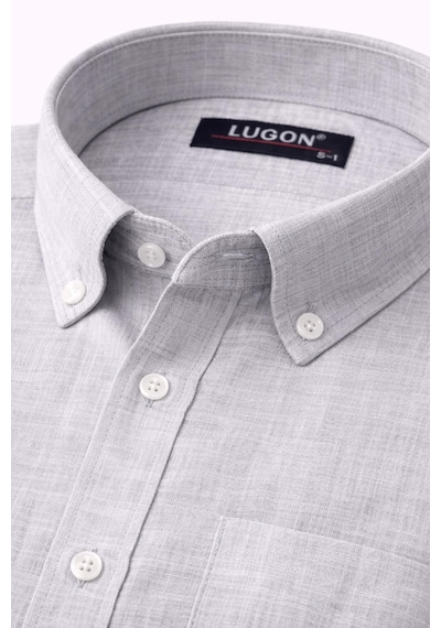 Lugon Klasik Regular Fit Uzun Kol Erkek Gömlek 7608 Açık Gri