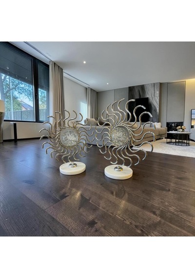 Çift Spiral Metal Heykel Lüks Salon & Ofis Dekor Objesi