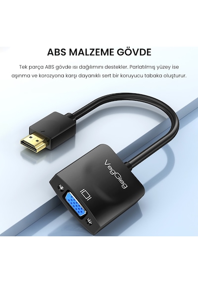 Veggieg Hdmı To Vga Full Hd 1080p 60hz Çevirici Dönüştürücü Adaptör