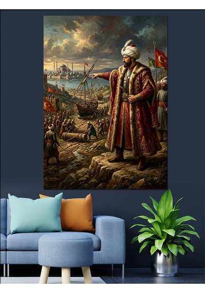 Fatih Sultan Mehmet Tablosu Dekoratif Kanvas - Mdf Ahşap Tablo