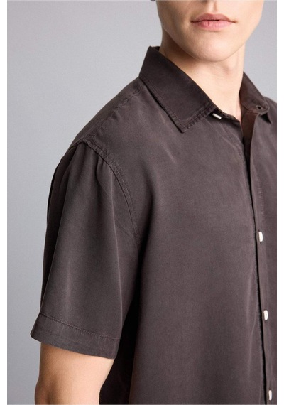 Defacto Regular Fıt Tencel Kısa Kollu Gömlek E2530ax26smbn339 Kahve-bn339