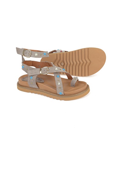 Ziya, Kadın Hakiki Deri Sandalet 1611050z8518 Vizon 1611050z8518 310