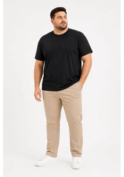 Modi Erkek Battal Big Size Basic Tişört Bisiklet Yaka Rahat Kalıp T-shirt - Siyah Açık Lacivert - Gri - Siyah
