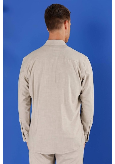 Efor G 1552 Slim Fit Bej Klasik Gömlek Bej