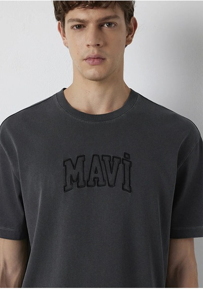 Mavi M0613564-70087 Mavi Logo Baskılı T-shirt Erkek Tişort Füme
