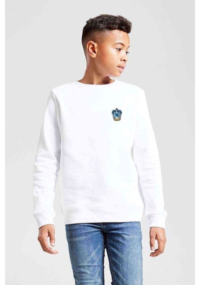 Tshirthane Hp Ravenclaw Amblem Baskılı Unisex Çocuk Beyaz Sweatshirt