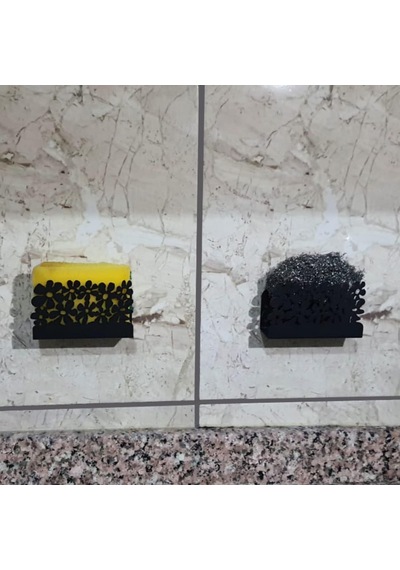 Paslanmaz Metal Çiçek Desenli Mutfak Banyo Sünger Ve Bulaşık Teli Sabun Tutucu 2 Adet Mt59 Diğer