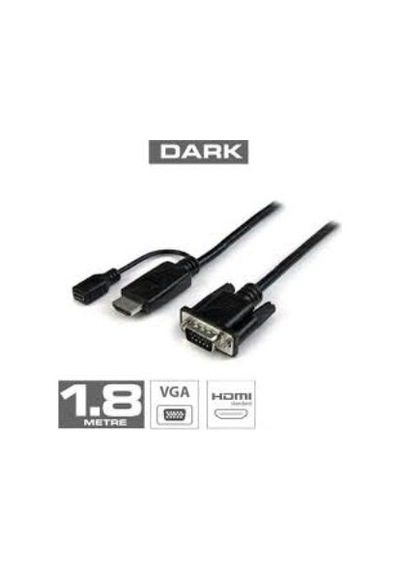 Dark DK HD AHDMIXVGAL180 1.8m HDMI - VGA Güç Destekli Kablo