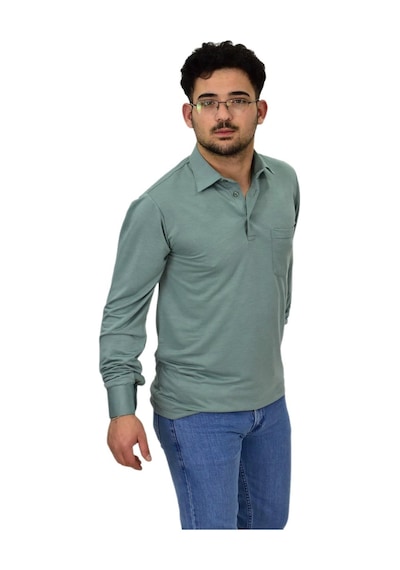 Erkek Gömlek Yaka Uzunkol Tişört T6063 Bgl-st04542 Elma