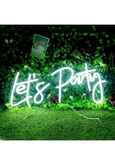 Let S Party Yazılı Neon Led Açık Kahverengi