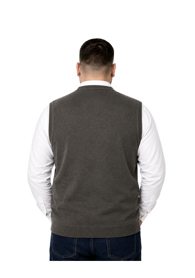 Battalmoda Erkek Büyük Beden Koyu Vizon Cepli Triko Yelek 3xl-4xl-5xl-6xl