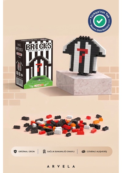Bricks Taraftar Serisi: Beşiktaş Siyah-beyaz Forma Yapım Seti - Eğitici Oyuncak Figür - Orijinal