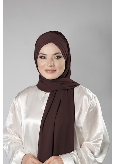 Hürrem Bone Pratik Hazır Geçmeli Bone Şal Şifon Kendinden Boneli Üç Bantlı 1451 14 1451 14 Kahverengi