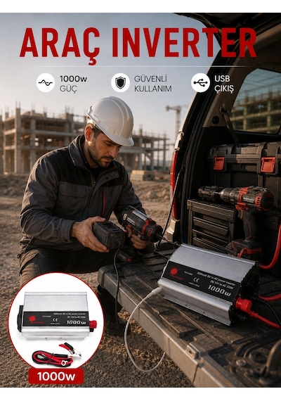 Araçtan Elektrik Kullanımı Sağlayan 1000w Akü İnvertör Standart