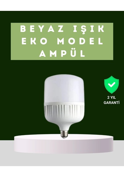 Hubrendy Tekno Şarjlı Led Torch Ampul 30 Watt Beyaz Işık Enerji Tasarruflu