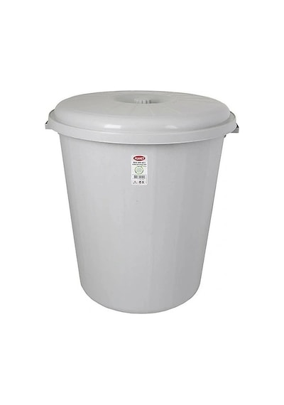 Planet Kapaklı Jumbo Boy Gri Çöp Kovası 90 L Gri