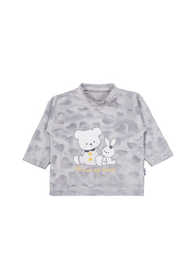 Albimini Kız Ayı Tavşan Nakış Patikli 2li Pijama Takım 1-6 Ay - Gri