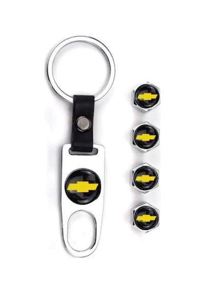 Chevrolet Paslanmaz Çelik Sibop Kapağı ve Anahtarlık Seti Krom Renk