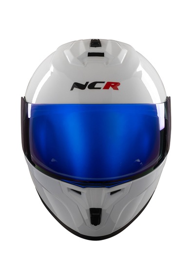 Ncr Rapid Mavi Cam Kapalı Kask Ece Belgeli Beyaz