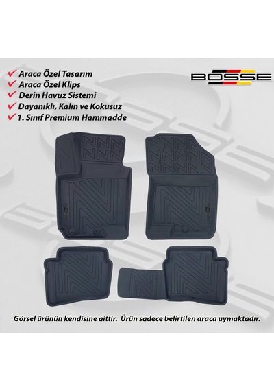 Hyundai i20 Paspas Araca Özel 2014 2019 BOSSE 3D Havuzlu Oto Paspas Paspas