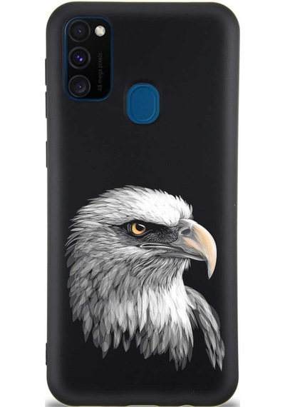 Samsung Galaxy M21 İle Uyumlu Kartal 0214c Tasarımlı Siyah Lansman Kılıf Çok Renkli