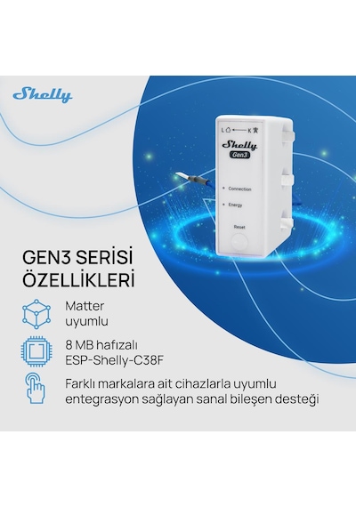 Shelly 3em-63t Gen3 Akıllı 3 Faz Enerji Ölçer