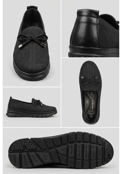 Alesta - Kadın Ortopedik Tabanlı Günlük Loafer Siyah Kadın Ayakkabı Rahat Esnek Örgü Dokulu Laz... Alesta - Kadın Ortopedik Tabanlı Günlük Loafer Siyah Kadın Ayakkabı Rahat Esnek Örgü Dokulu Laz...
