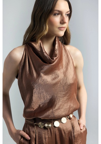 Sateen Aura Bluz Kahverengi