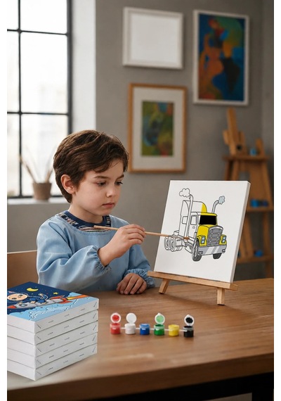 Tır Boyama Tuvali Şövaleli Boya Seti 20x20
