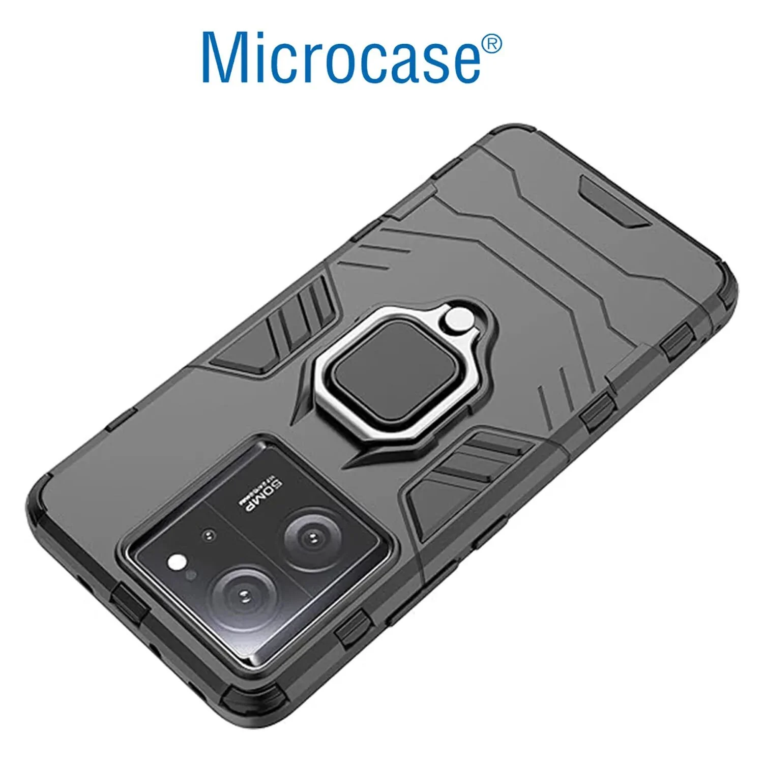 Microcase Xiaomi 13t / 13t Pro / K60 Ultra Batman Serisi Yüzük Standlı Armor Kılıf Siyah -al3349