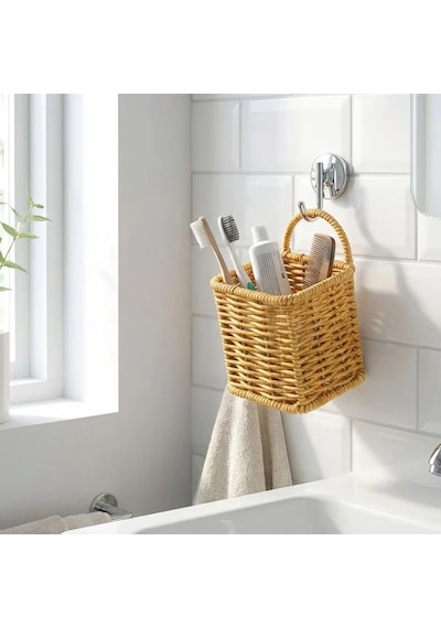 Kare Hasır Dokulu Plastik Rattan Kaşıklık & Çatallık Askılı Kendiliğinden Tutmalı Çok Amaçlı Mutfak Org Belirtilmemiş
