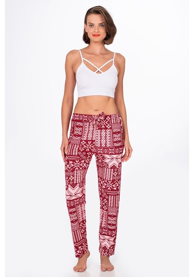 Kompedan Kadın Süet Kış Desenli Pijama Tek Alt Desen 4