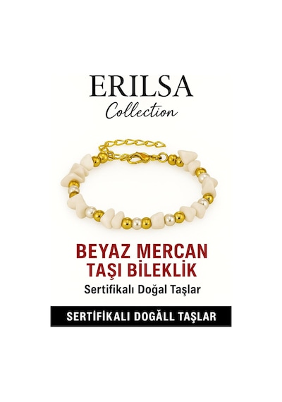 Sertifikalı Kırık Taşlı Model İnci Beyaz Mercan Taşı Bileklik Çok Renkli