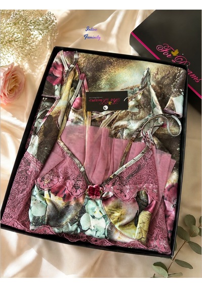 İntive Lingerie Intive Virginia Pastel Çiçekli Saten Ve Tül Detaylı 5'li Kutulu P Pembe