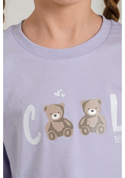 Rolypoly Kız Çocuk Cool Bear Mor Uzun Kol Pijama Takım Rp3912-c-v2 Rp3912-c-v2