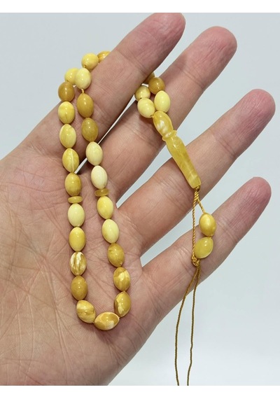 Doğal Kaya Damla Kraliçe Kehribar Tesbih 33lük 7,80 Gram K014