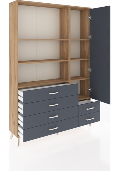 Arges Dolap 7 Raflı 6 Çekmeceli Tek Kapaklı 132x30x195 Çam-antrasit/antrasit Antrasıt/antrasıt Arges Dolap 7 Raflı 6 Çekmeceli Tek Kapaklı 132x30x195 Çam-antrasit/antrasit Antrasıt/antrasıt