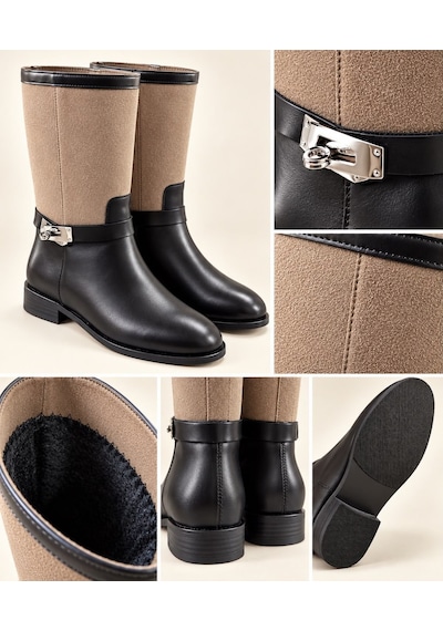 Dabab Shoes Frost Kadın Bej Cilt Ve Deri Tozu Garnili Metal Toka Detaylı Sıcak Astarlı Kaymaz Taban 3 Cm Topuklu Orta Konç Çizme Dabab Shoes Frost Kadın Bej Cilt Ve Deri Tozu Garnili Metal Toka Detaylı Sıcak Astarlı Kaymaz Taban 3 Cm Topuklu Orta Konç Çizme