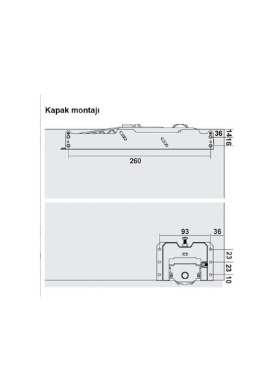 Sürgülü Kapak Frenli Mekanizme Sistemi 140 Cm Göre
