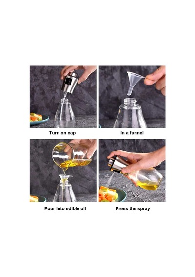 Paslanmaz Çelik Başlıklı Cam Spray Yağdanlık Evimdeyokyok Çok Renkli
