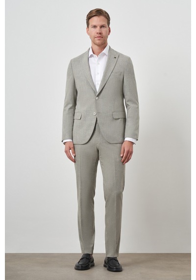 Morven Erkek Yeşil Trend Poliviskon Slim Fit Sivri Yaka Takım Elbise 25mc001064700 Yeşil