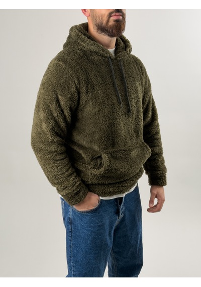 Cocopelli Erkek Haki Peluş Polar Sweatshirt Coc2570 Haki