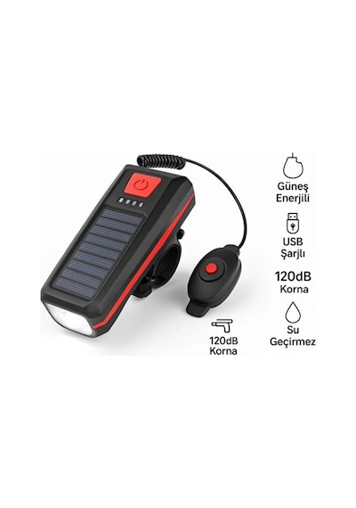 River World Işıklı Korna Bisiklet Solar Güneş Enerjili Çok Renkli