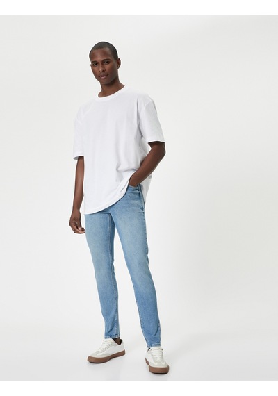 Koton Skinny Fit Kot Pantolon - Michael Jean Açık İndigo 4sam40027nd